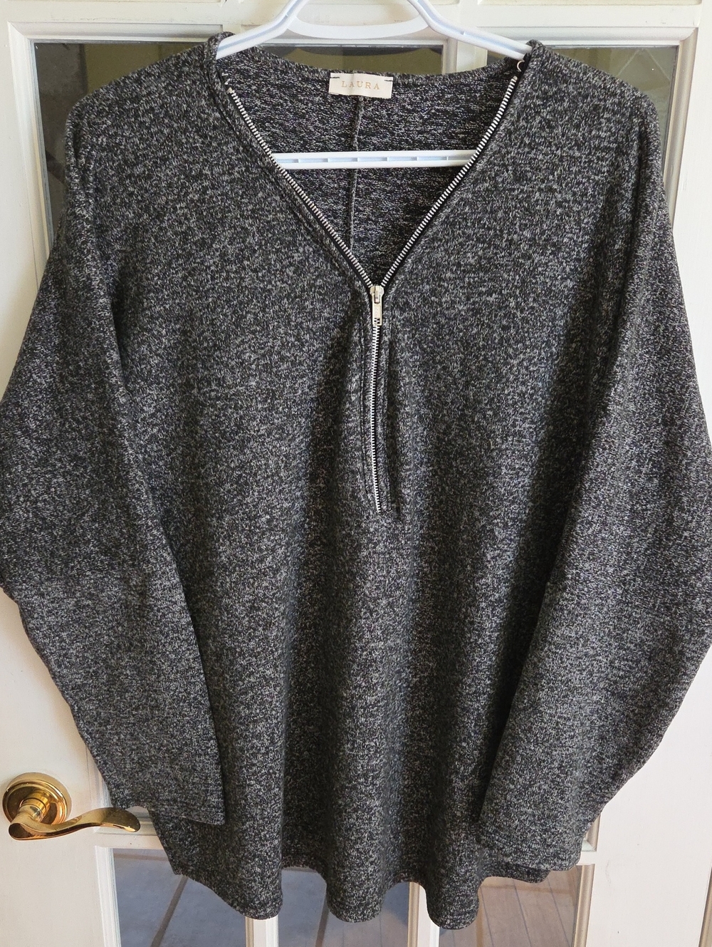Laura Charcoal Half-Zip V-Neck Sweater